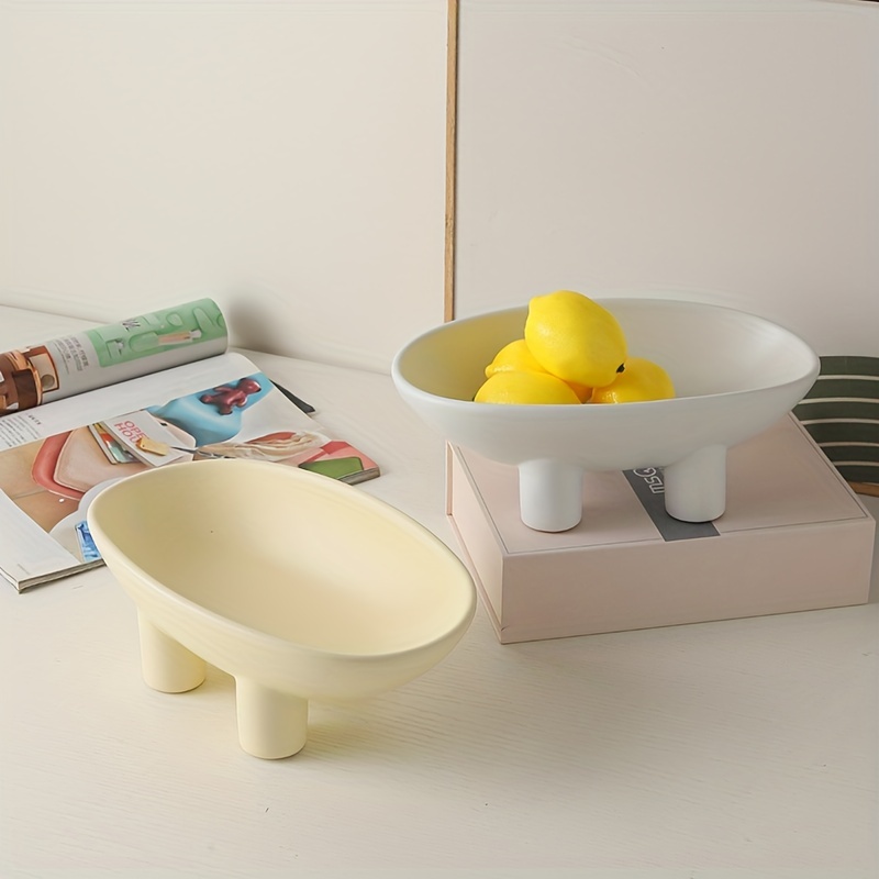 Ceramic Fruit Plate - Three-legged Oval Bowl For Kitchen Counter