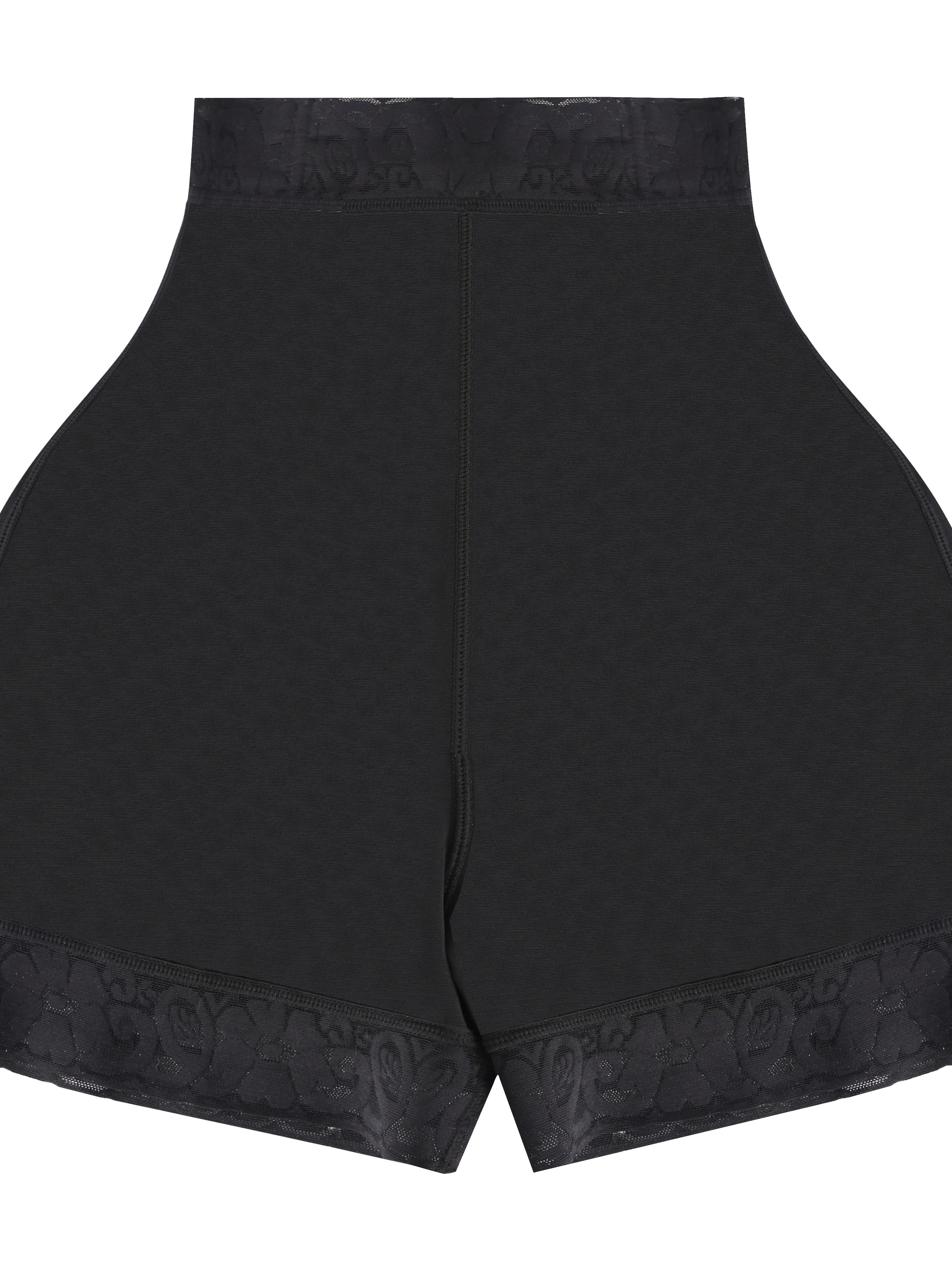 BIANCA HIGH WAISTED HOOK AND EYE OPEN FRONT CLOSURE SHAPEWEAR CONTROL SHORTS  - BLACK