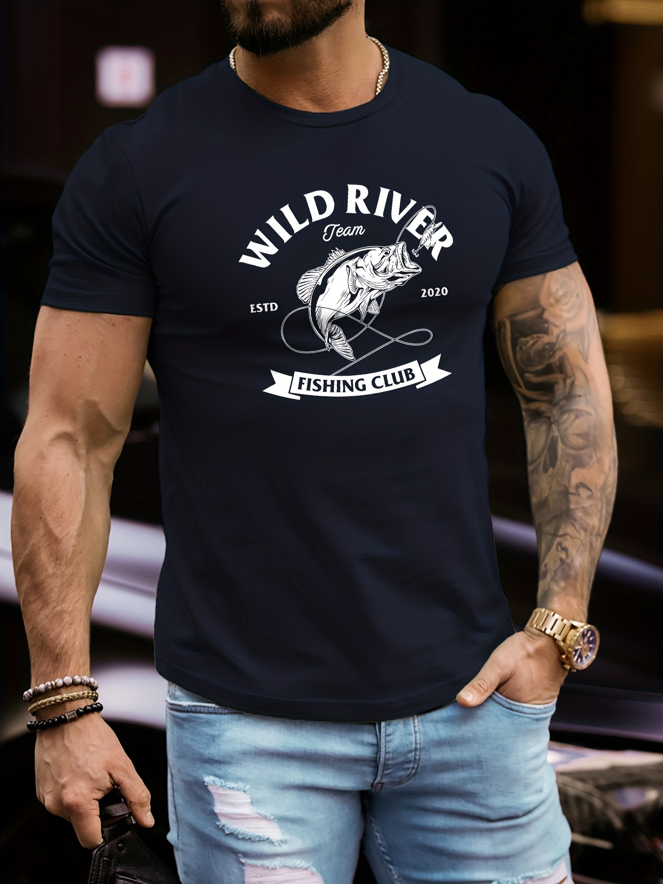 Men's Workout Shirts & Tops in Blue for Fishing