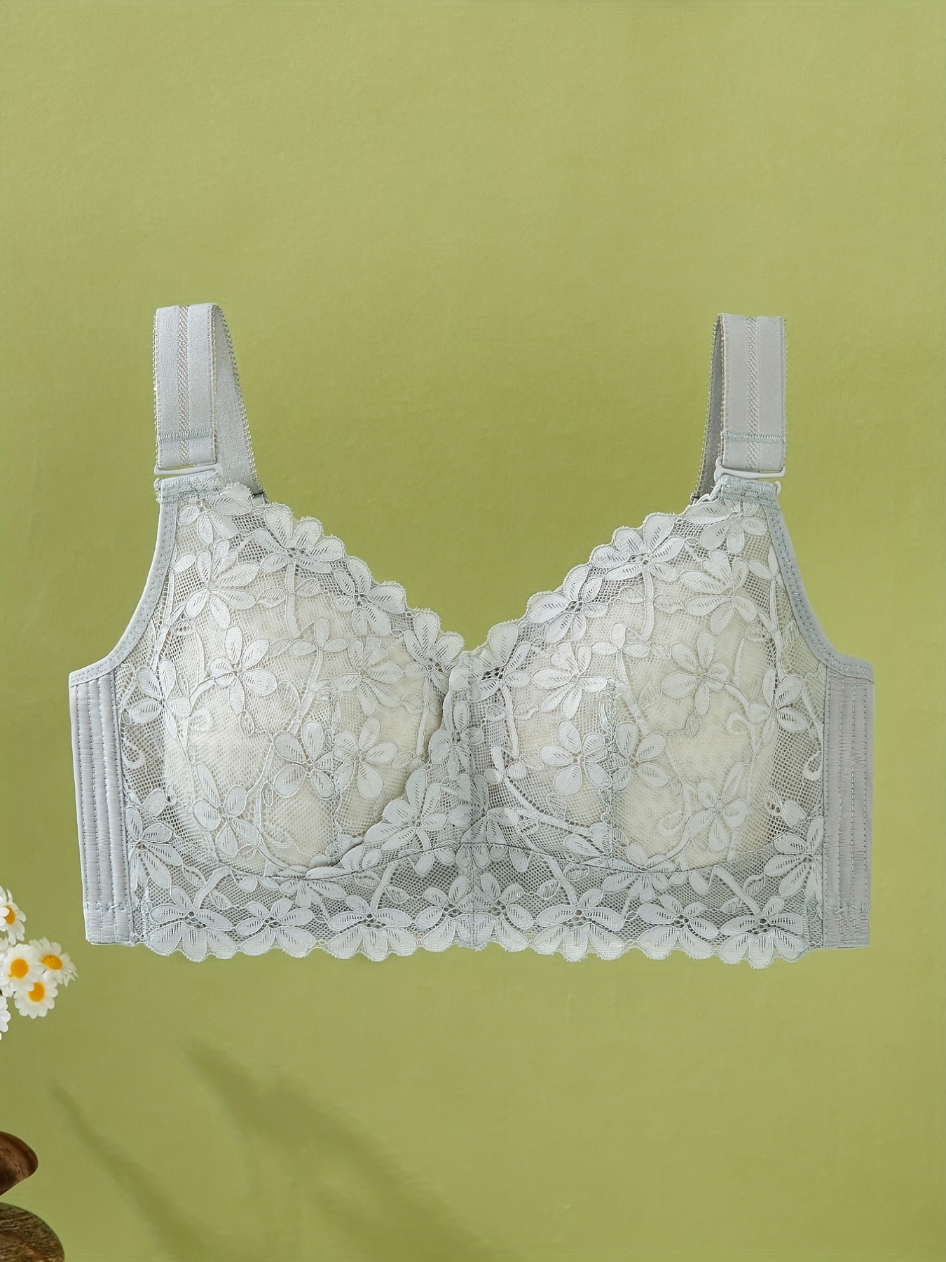 Cute Lace Wireless Bra, Comfy & Breathable Everyday Bra, Women's Lingerie &  Underwear