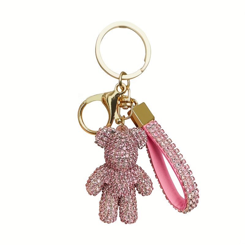 Cartoon Rhinestone Jeweled Bear Keychain Car Wallet Bag Key Ring Pendant  Girls Jewelry - Temu