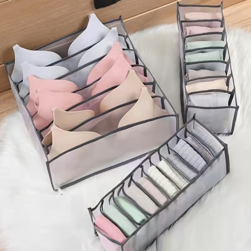 Home Edit Storage LAWOR Underwear Storage Box With Compartments Socks Bra  Underpants Organizer Drawers White O5