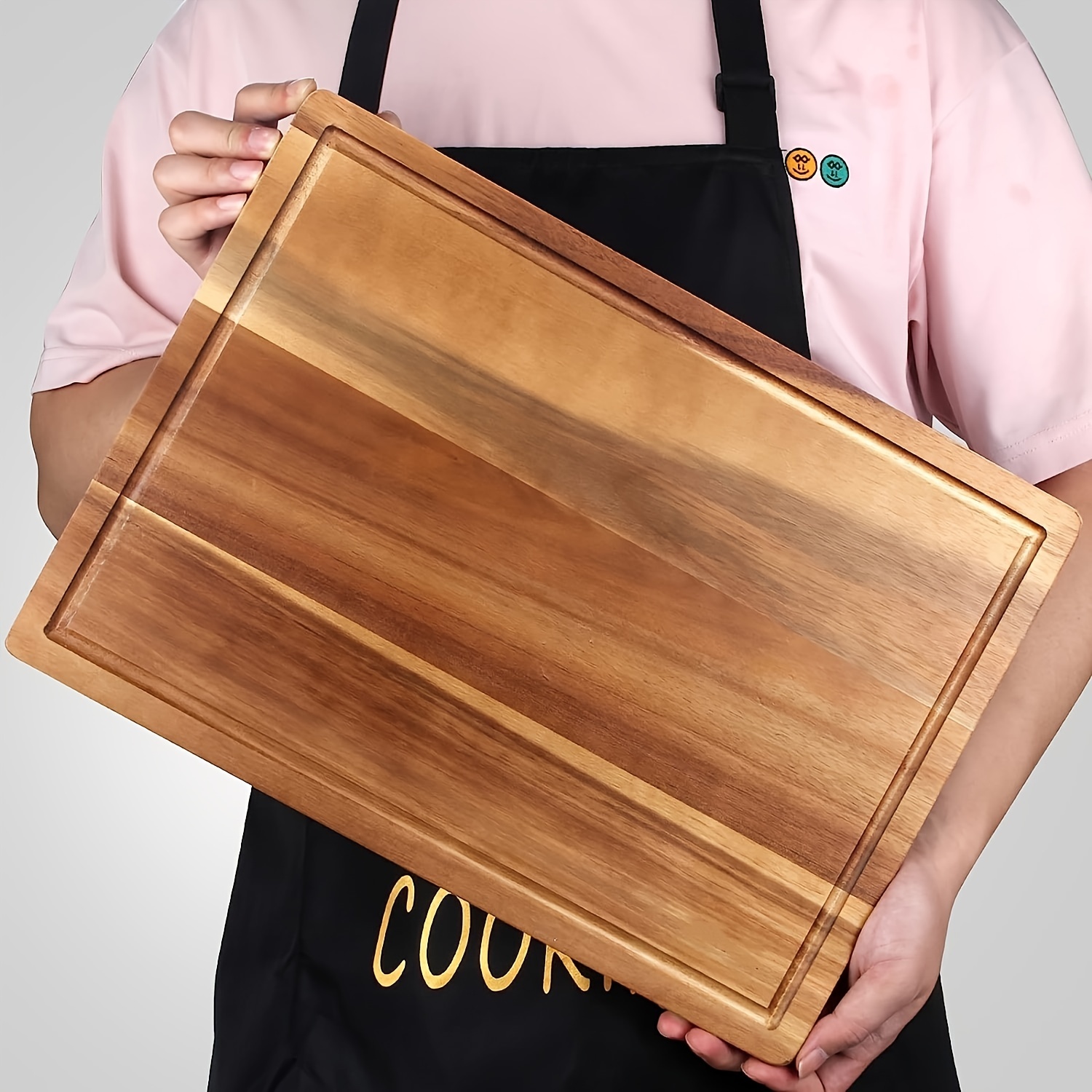 

1pc, Acacia Wood Cutting Board, Solid Wood Cutting Board, Solid Wood Serving Board, Chopping Board, Wooden Pattern Board, Solid Wood Pattern Board, Kitchen Supplies, Kitchen Tool
