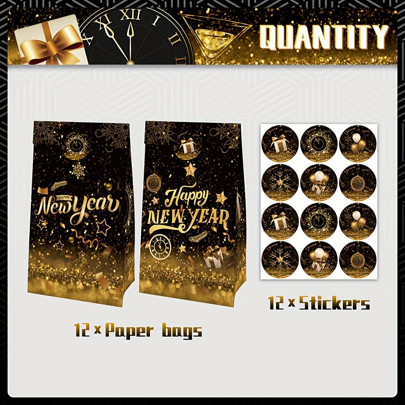 Black Golden Gift Bags Kraft Paper Party Favor Bags With - Temu