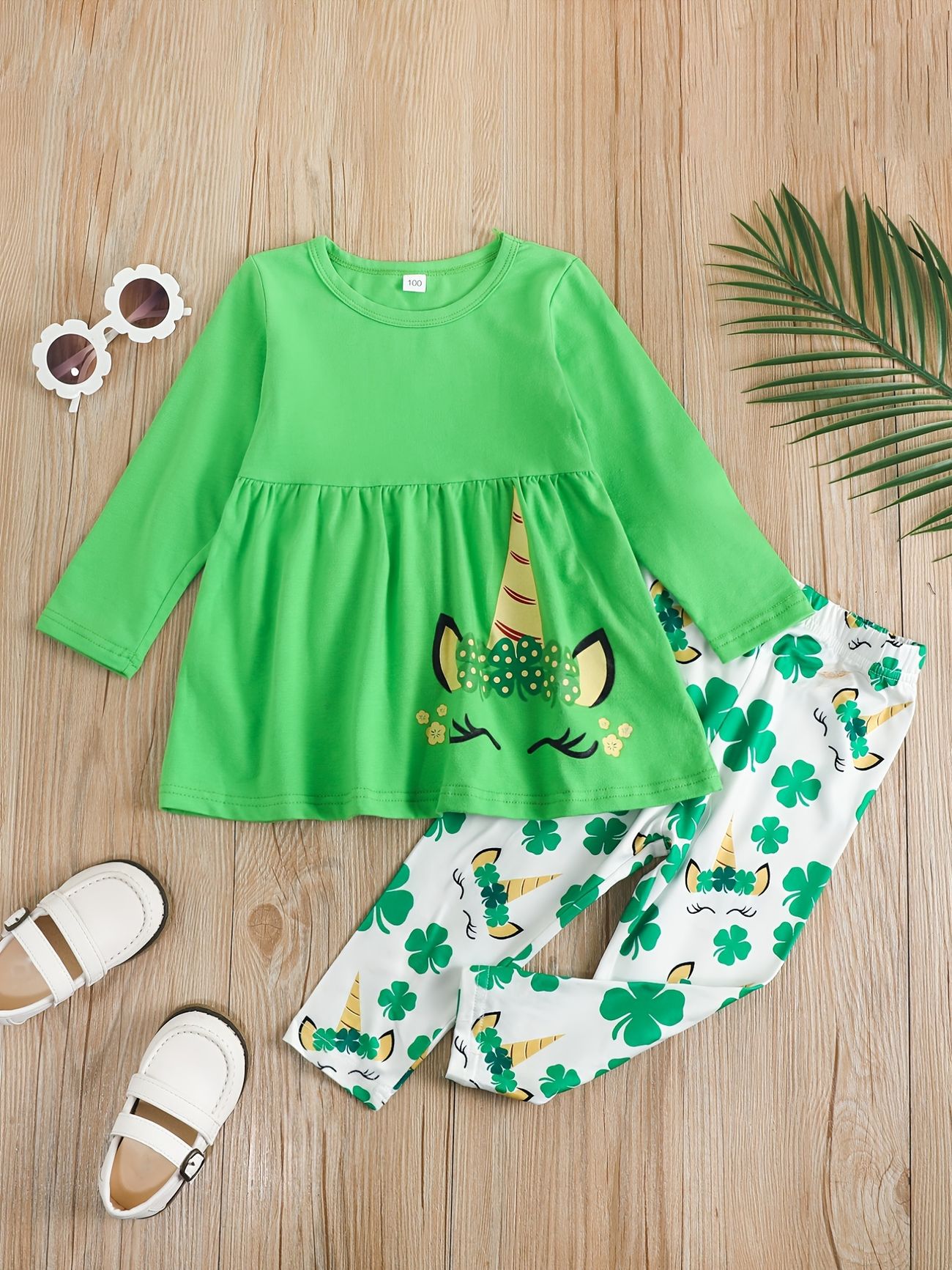 2pcs Girls St Patrick's Day Outfit Long Sleeve T Shirt Round Neck Cartoon  Unicorn Graphic Tops Four Leaf Clover Graphic Pants Set Kids Spring Clothes  - Clothing, Shoes & Jewelry - Temu