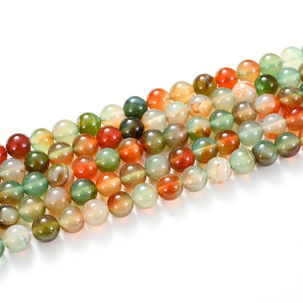 Colorful Round Loose Beads Faux Peacock Agate Beads For - Temu