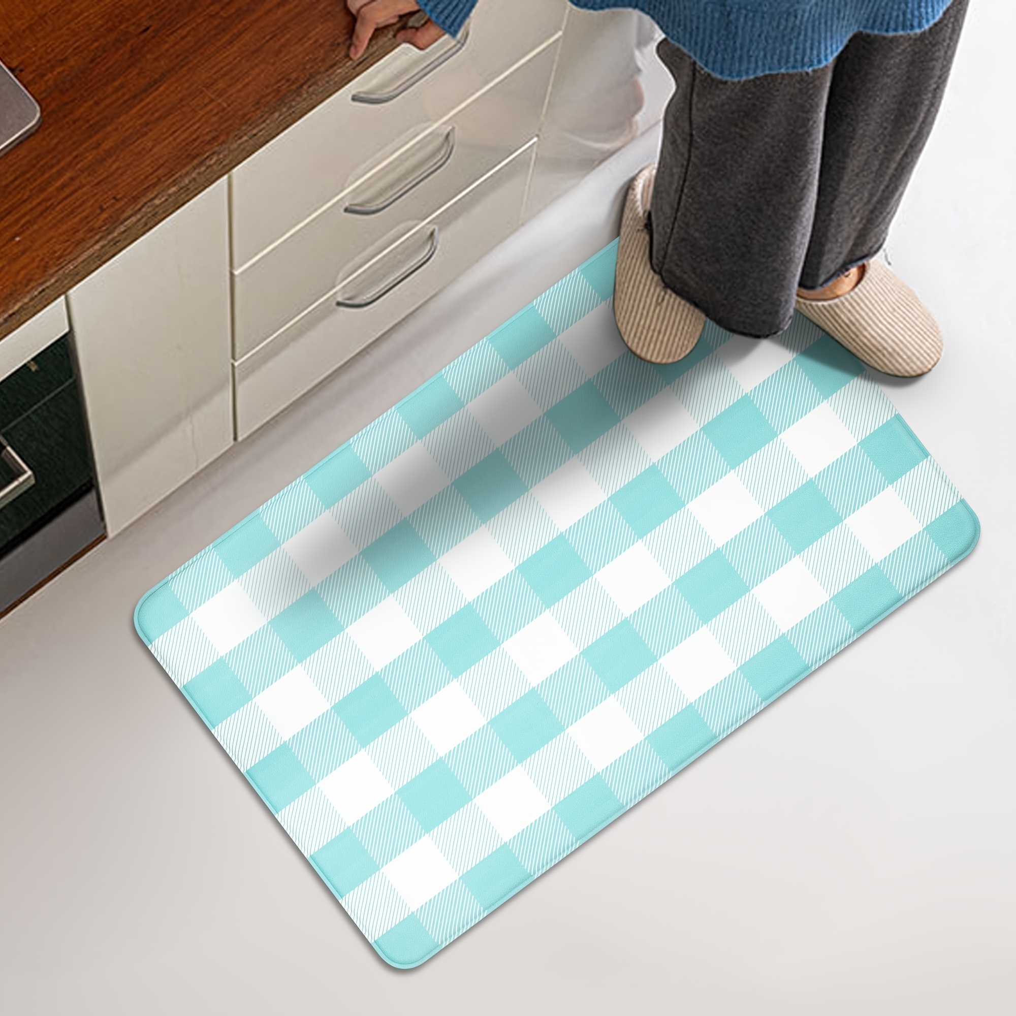 Thickened Cushioned Kitchen Mat, Anti-fatigue Kitchen Rug, Waterproof  Non-skid Kitchen Mats And Rugs Heavy Duty Pvc Ergonomic Comfort Standing Mat  For Kitchen, Floor Home, Sink, Black - Temu