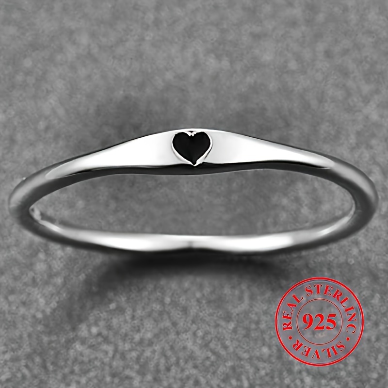 

1.2g Simple 925 Sterling Silver Heart Pattern Ring For Women Daily Vacation Party Accessories Fashion Gifts