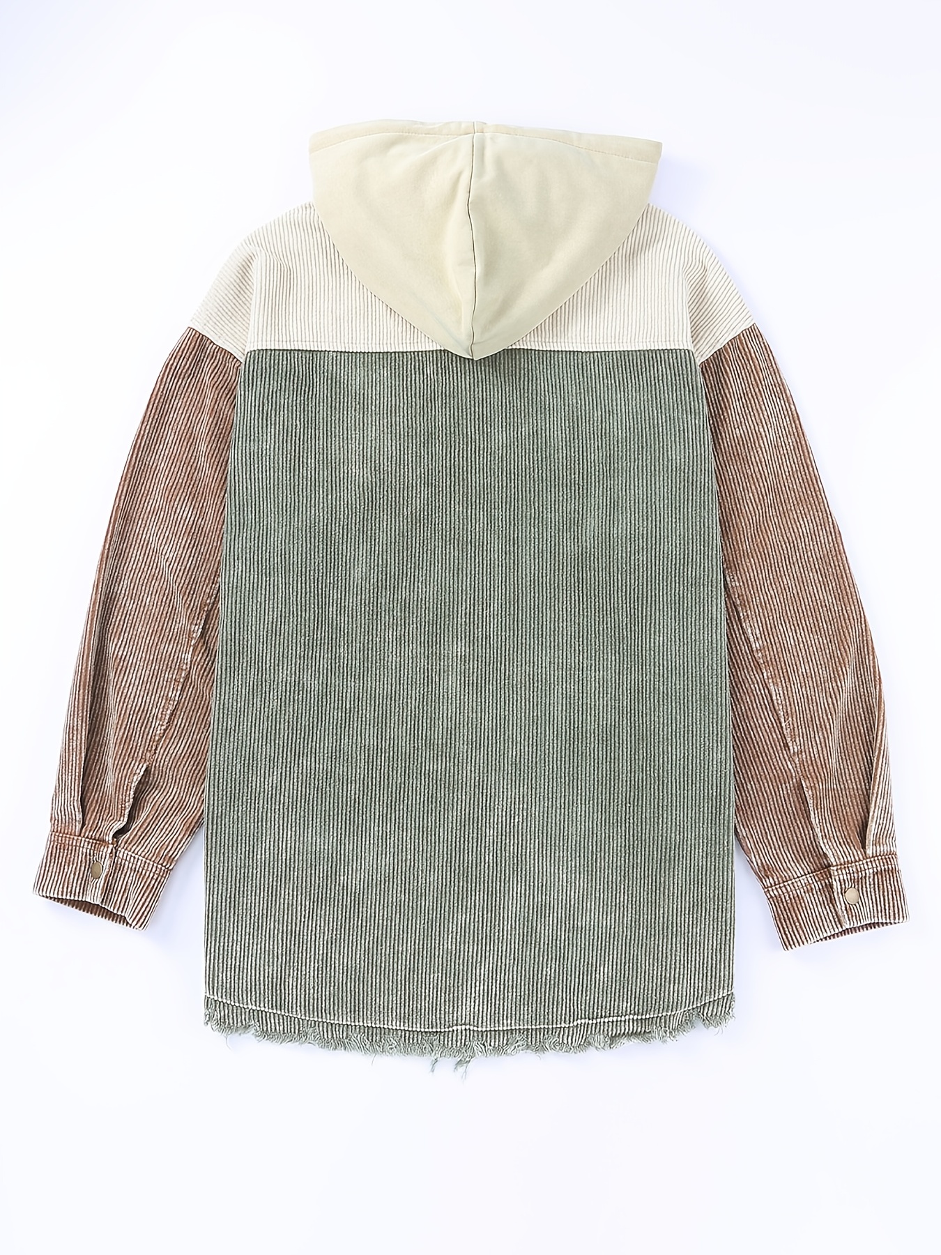 Hooded color block discount corduroy jacket green