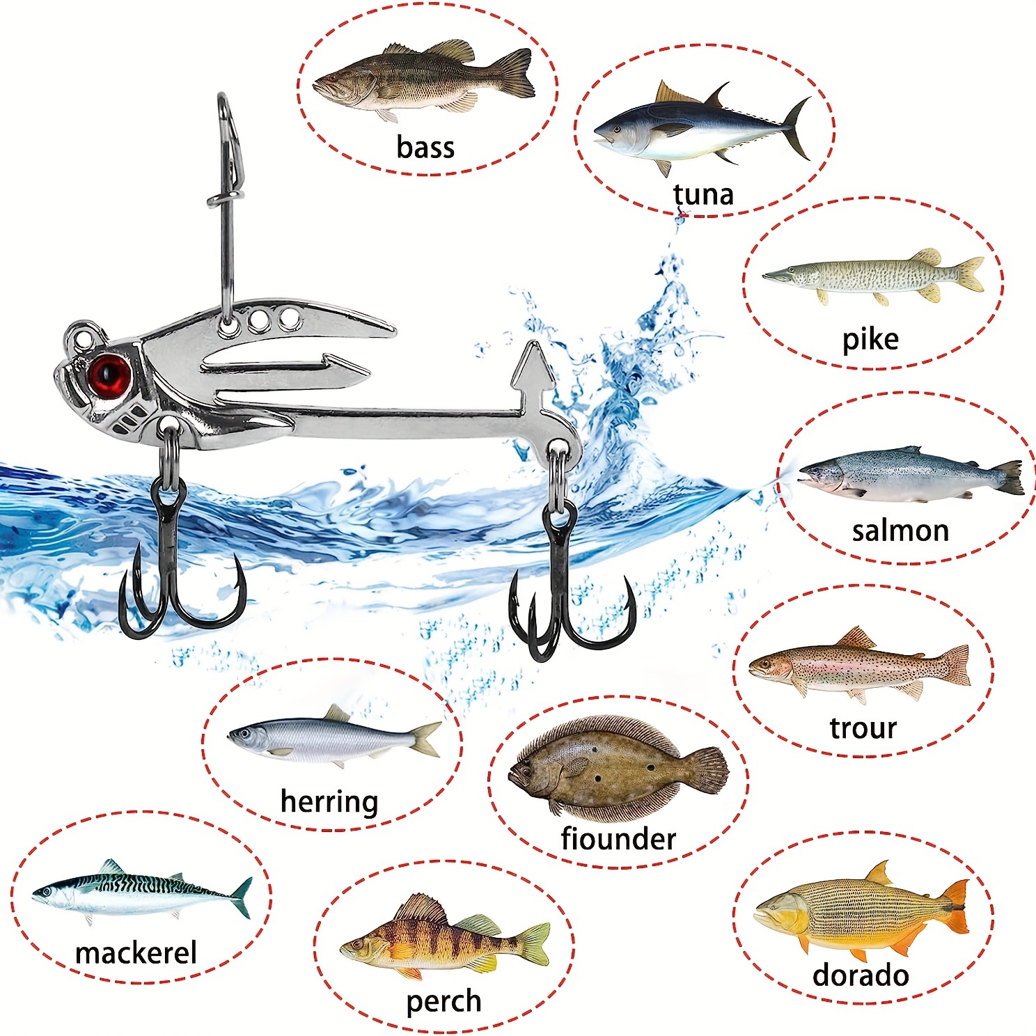 5pcs ,fishing Spoons Lures, Metal Vib Hard Blade Bait Fishing
