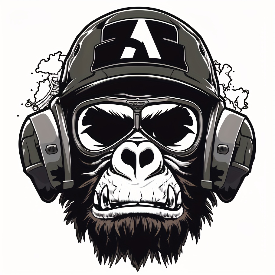 4in1 Ew Designs Cool Black And White Gorilla Monkey Soldier - Temu