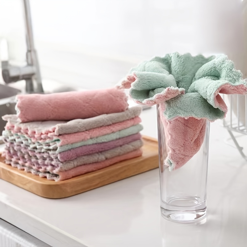 2-8Pcs Kitchen Dish Cloths Reusable Dish Towels Double-layer Absorbent  Microfiber Cleaning Cloths Fast Drying for kitchen Towel