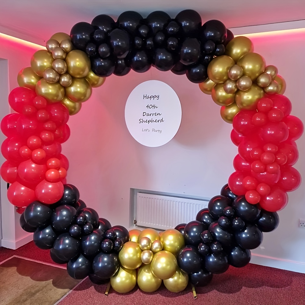 Arco de guirnalda de globos rojos y negros dorados, 121 globos rojos,  globos negros y dorados para Año Nuevo, cumpleaños, baby shower, boda