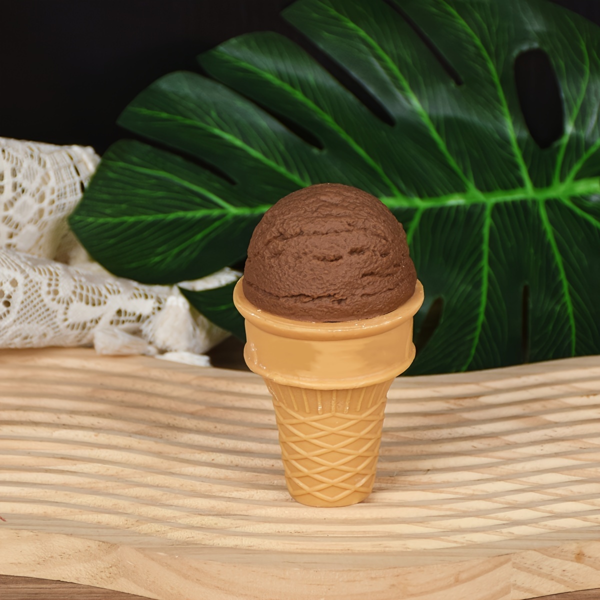 Fake Double Scoop Chocolate Ice Cream on Sugar Cone