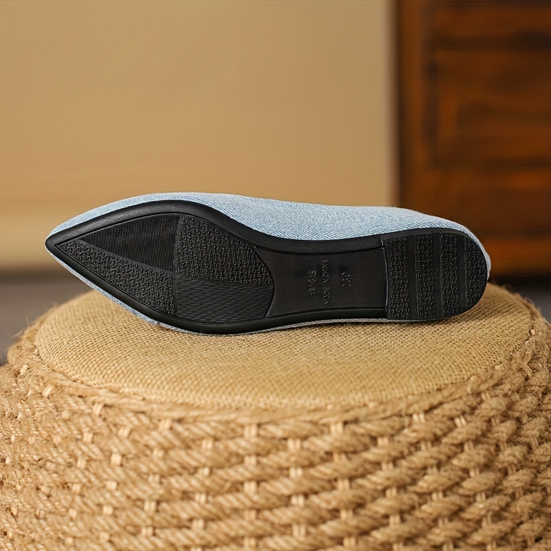 Women's Solid Denim Point Toe Flat Shoes