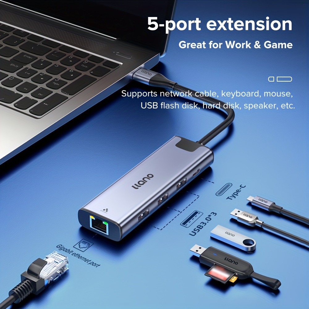 Llano Usb Usb c Hub 2 Puertos Usb 3.0 2 Puertos Usb C - Temu