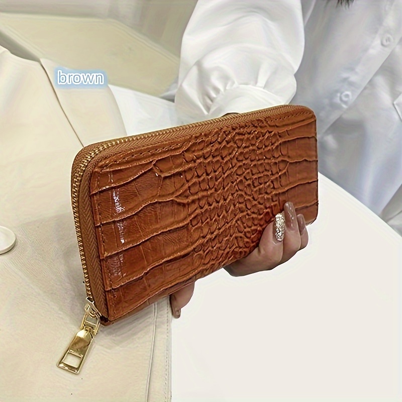 ソリッドカラーのクロコダイルパターン財布、ファッションクラシックPU