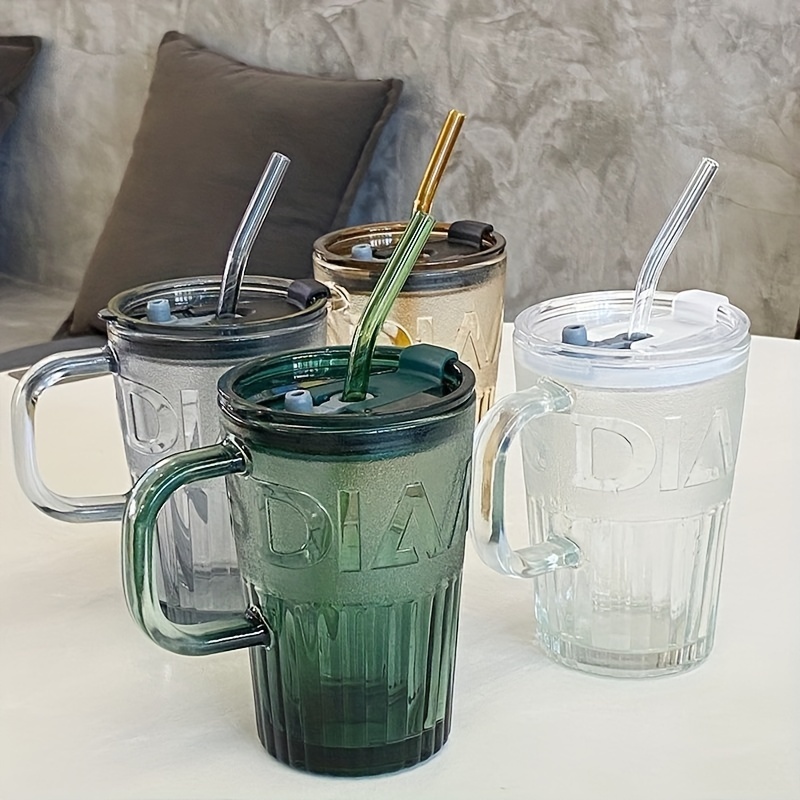 Portable Drinking Glasses Cup With Lids And Straws Cute - Temu
