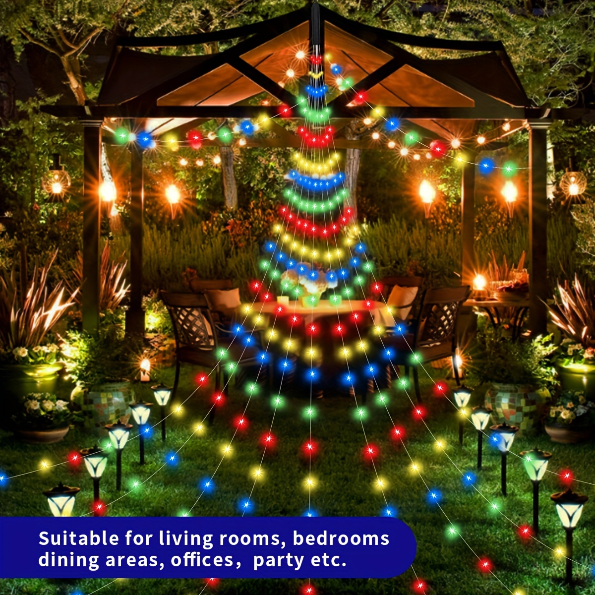  Outdoor Star Lights, 305LED Waterfall Christmas Tree Lights  Remote Control APP Hanging Fairy Light Plug in IP65 Waterproof, for Yard  Patio Roof Holiday Christmas Decor （Phantom Colour : Tools & Home