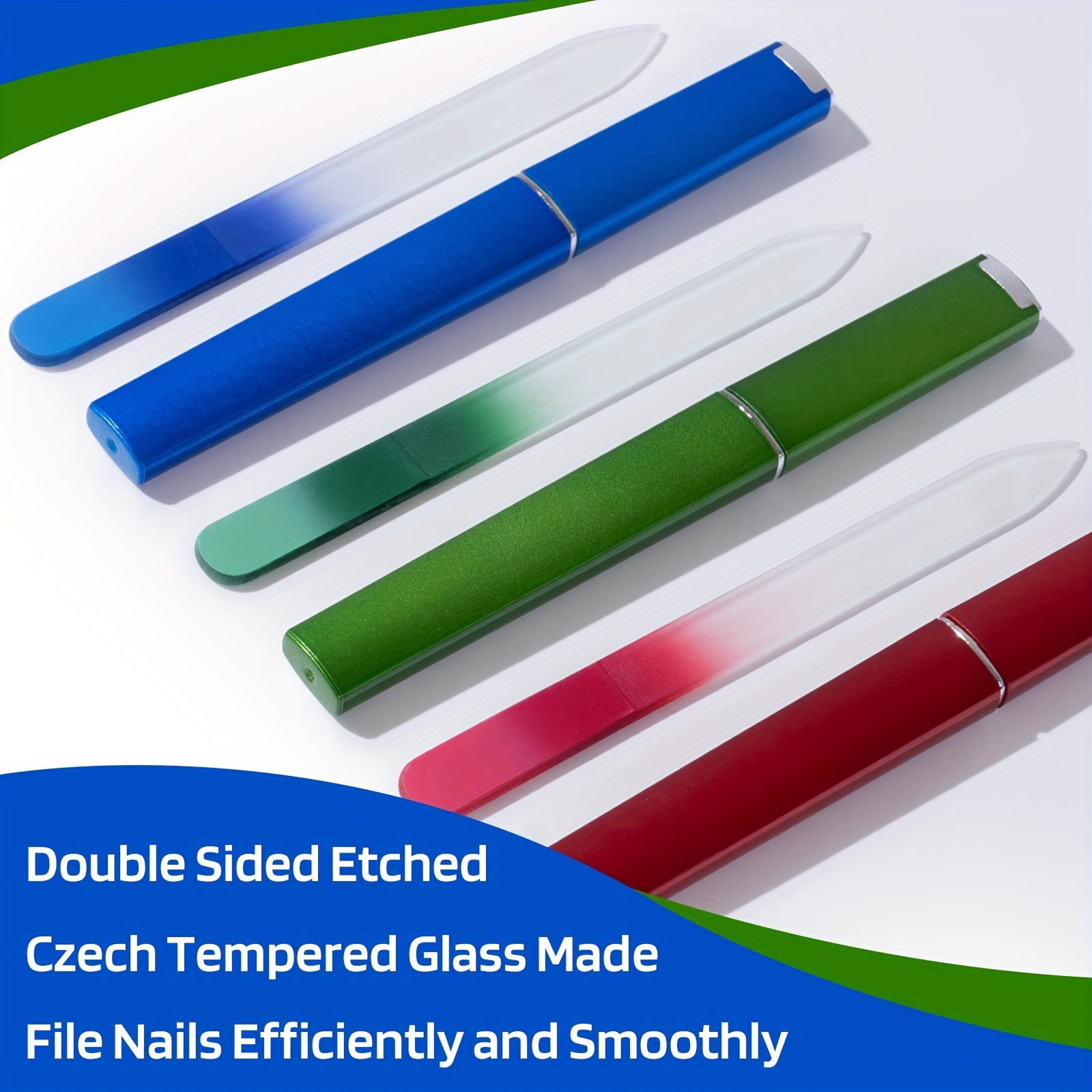 3 Pack Glass Nail File Crystal Fingernail Files Set Double Sided Nail Files