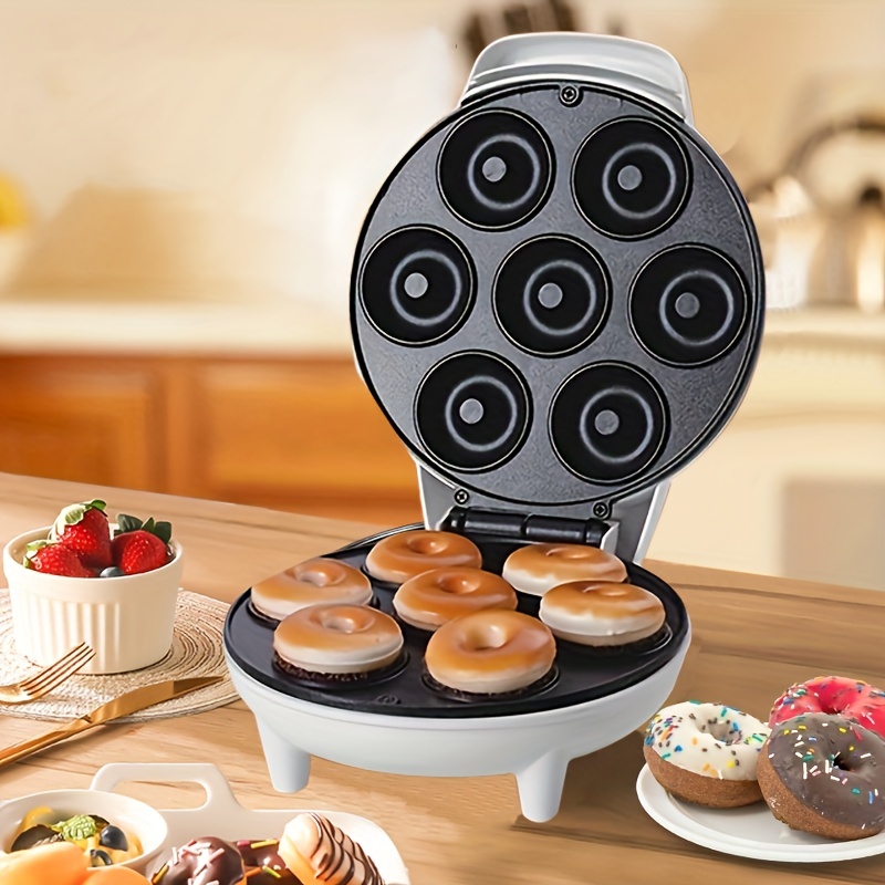 Mini Donut Maker for Kids Breakfast Waffle Sandwich and More Snacks,  Portable Electric Donut Maker Machine with Non stick Surface for 7  Doughnuts