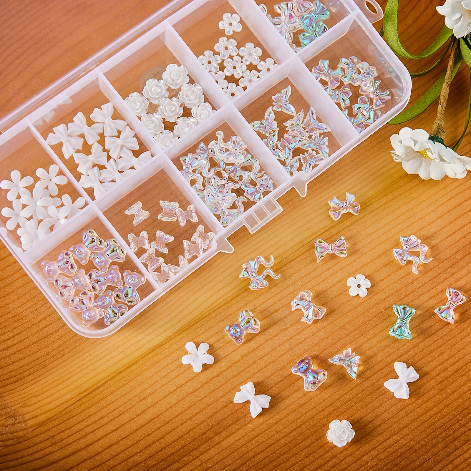 Sparkling Acrylic Nail Charms Butterfly Bear Flower - Temu