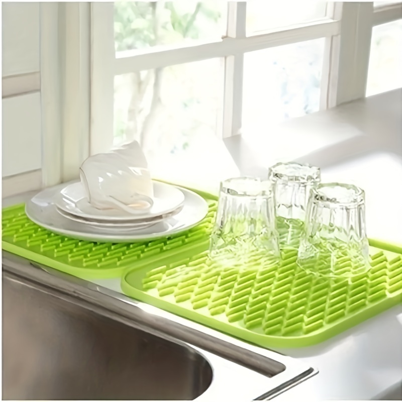 Silicone Drying Mat Drain Pad Pots Dish Drain Mat for Kitchen Tableware  Non-slip Drain Mats Anti-scald Coaster Kitchen Utensils