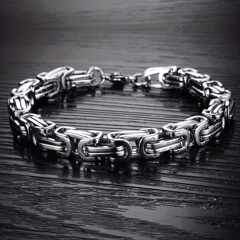 1pc-stainless Steel Hand-woven Chain Bracelet Men Irregular Cool Armband Bracelets  Male Jewelry - Temu