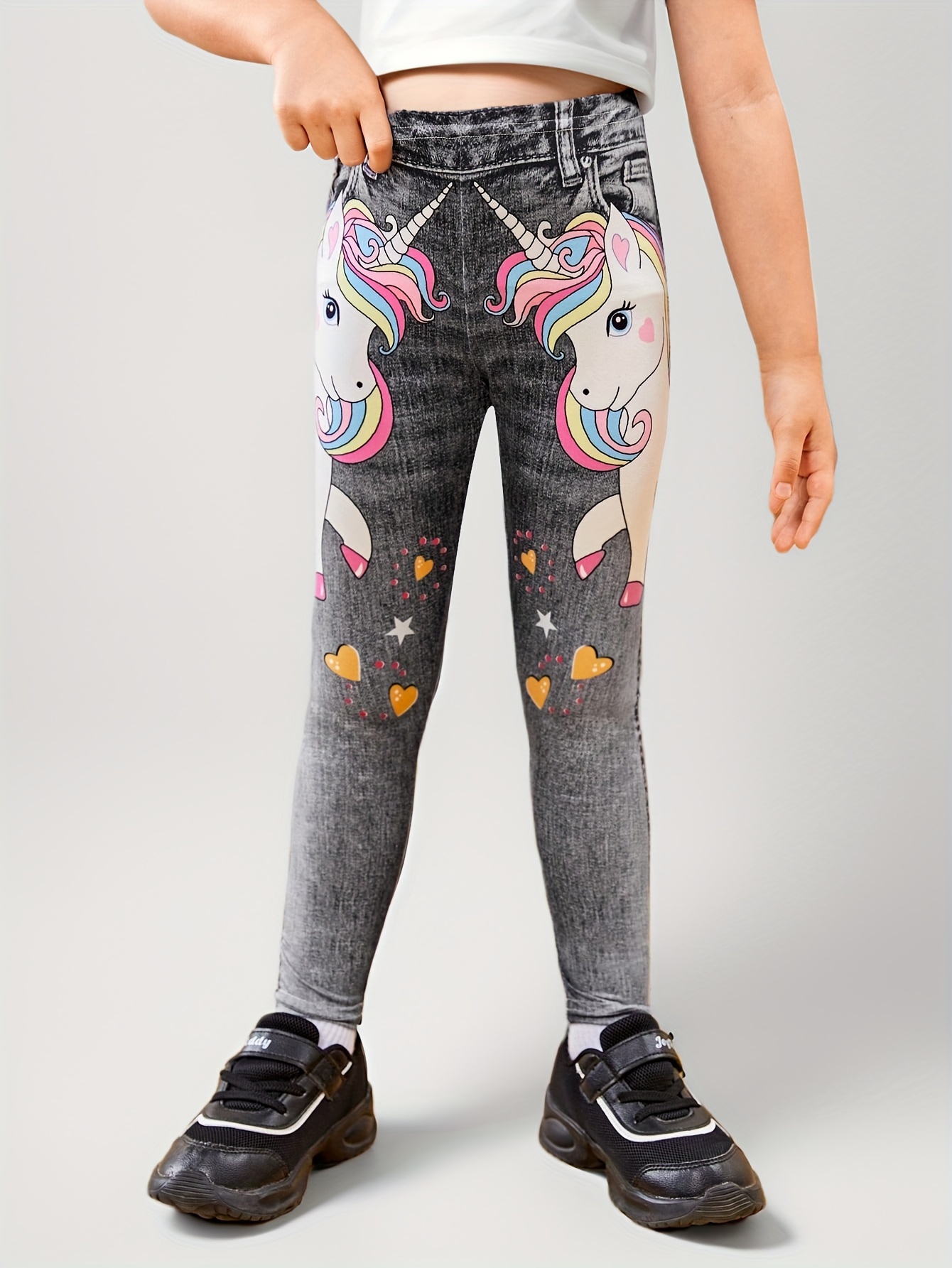 Girls Cartoon Unicorn Leggings Contrast Color Legging Pants  Spring/Summer/Fall Kids Clothes