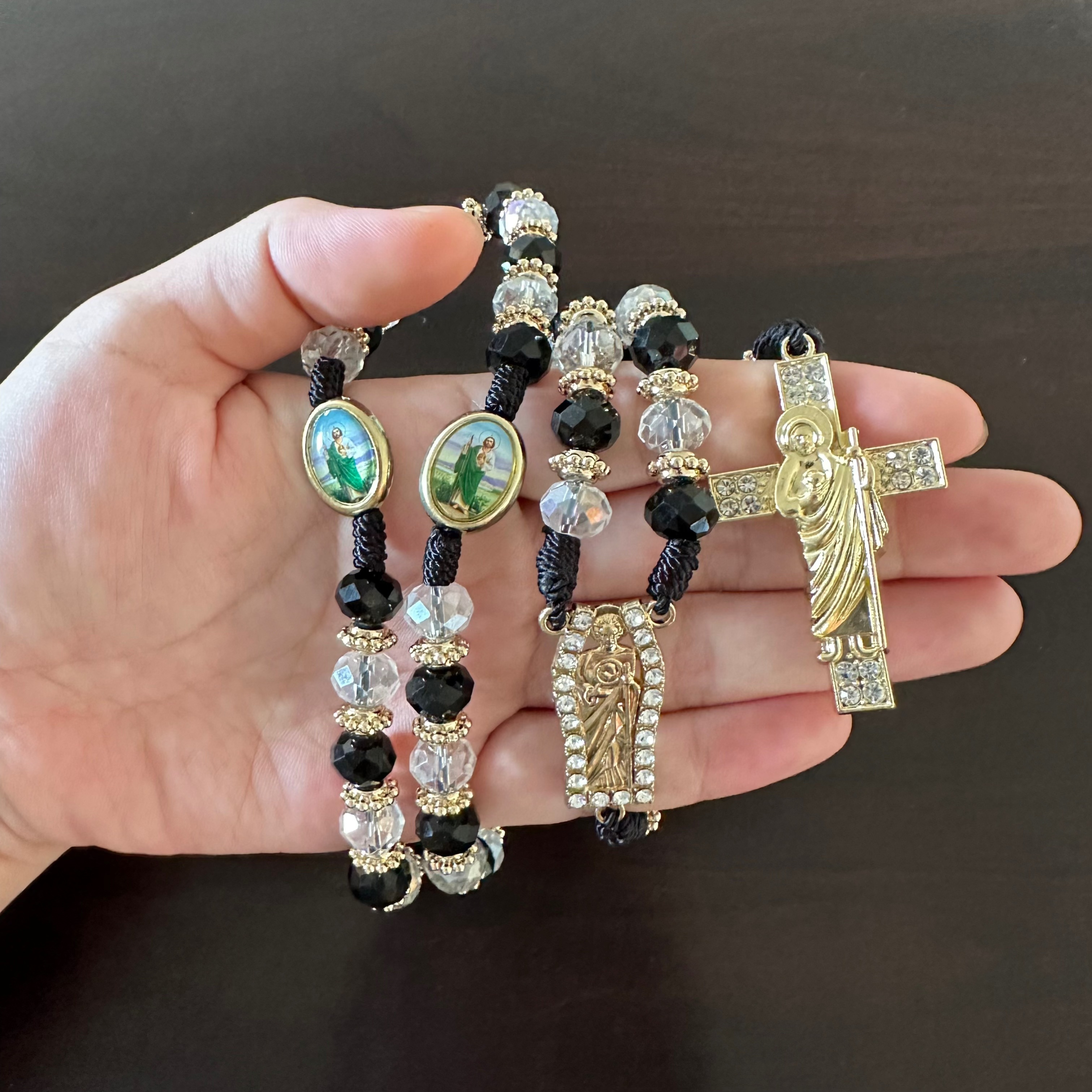 Cross Pendant Green Beads Chain Necklace Charm - Temu