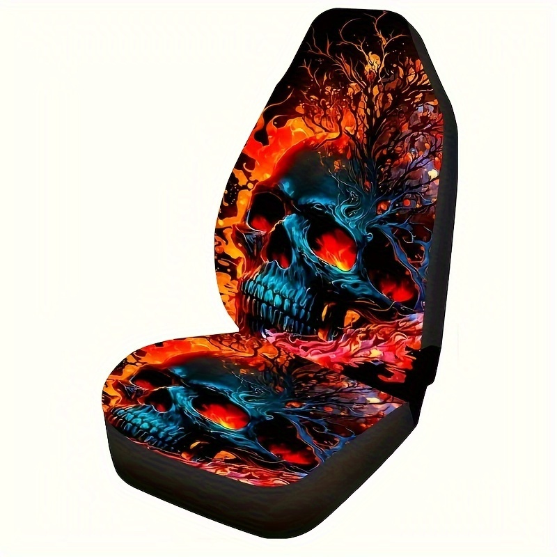 Fire Skull Printed Halloween Christmas Series Non slip Car - Temu