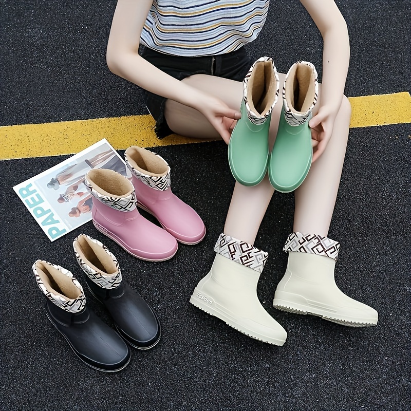 Women's Stylish Waterproof Medium Tube Rain Boots