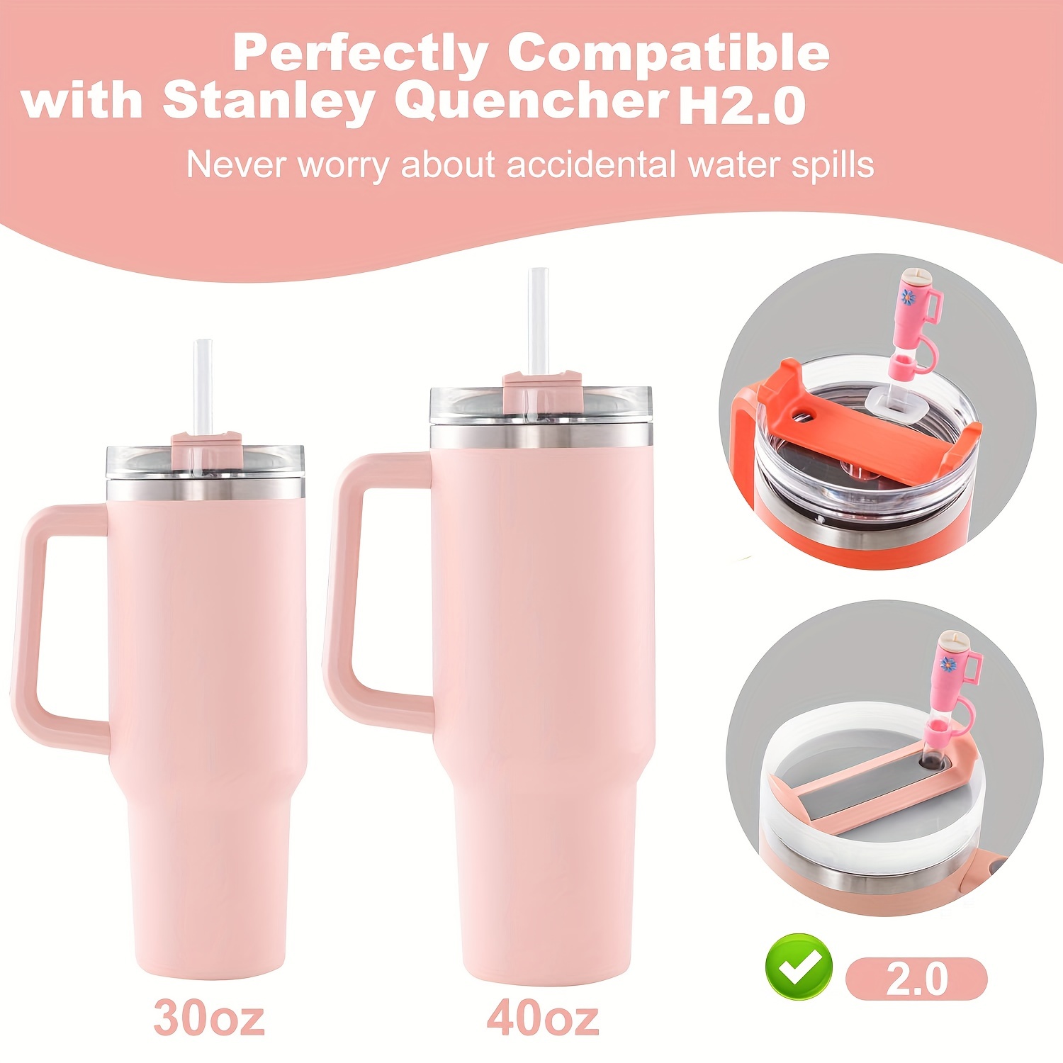 Silicone Spill Proof Dustproof Straw Lid For Stanley Cup 1.0, Tumbler  Accessories Including Simple Straw Cover , Square Spill Stopper, Round Leak  Stopper - Temu