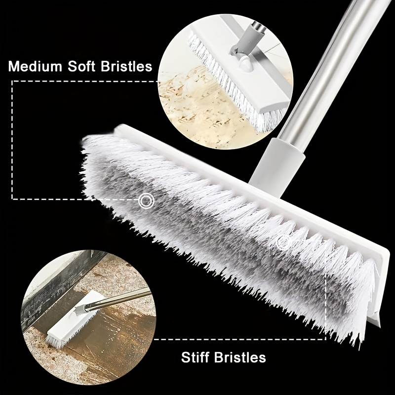 Long Handle Floor Scrub Brush With Stiff Bristles For Deep Cleaning Decks,  Bathrooms, Tubs, Tiles, Grout, Kitchens, Swimming Pools, Patio, Garages -  Gray - Temu