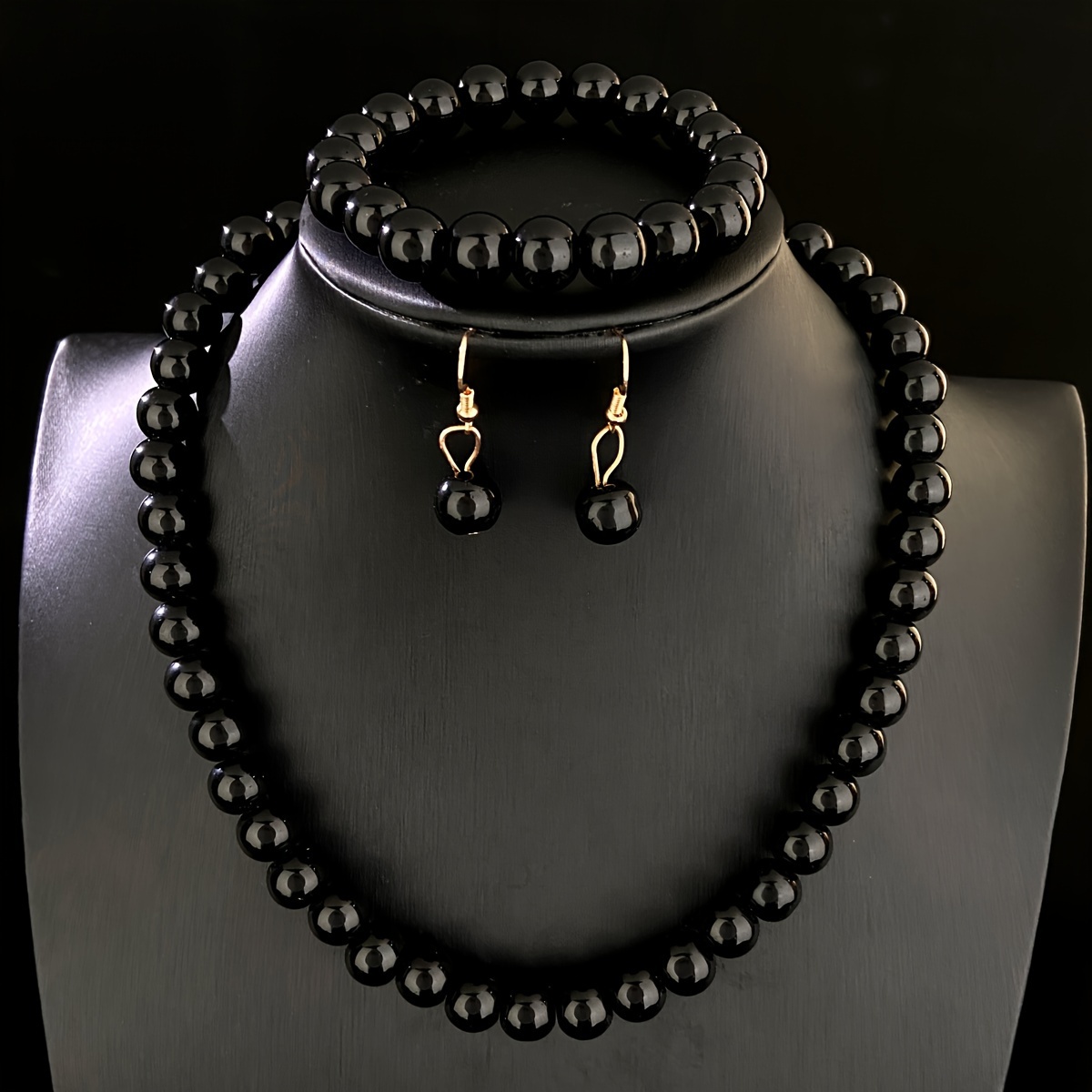 Collier Shabby Chic Vintage Perles Noires Artificielles - Longueur 38 Cm, Marque Palazzo INT - Neuf étiqueté