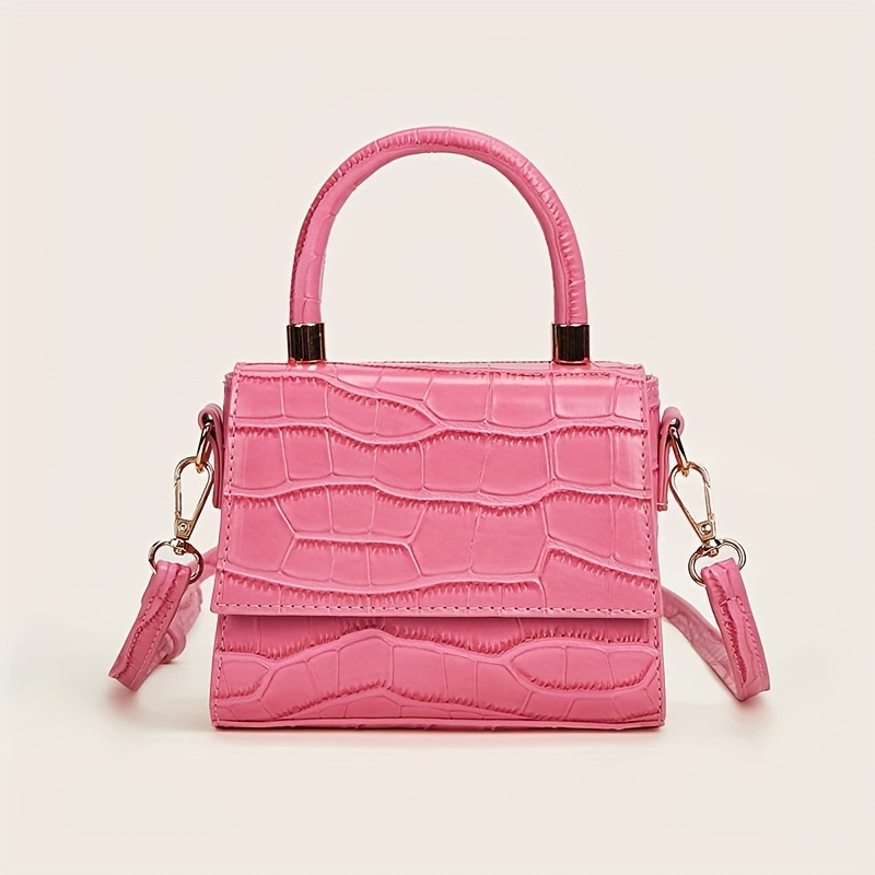 Mini Crocodile Embossed Flap Square Bag Funky