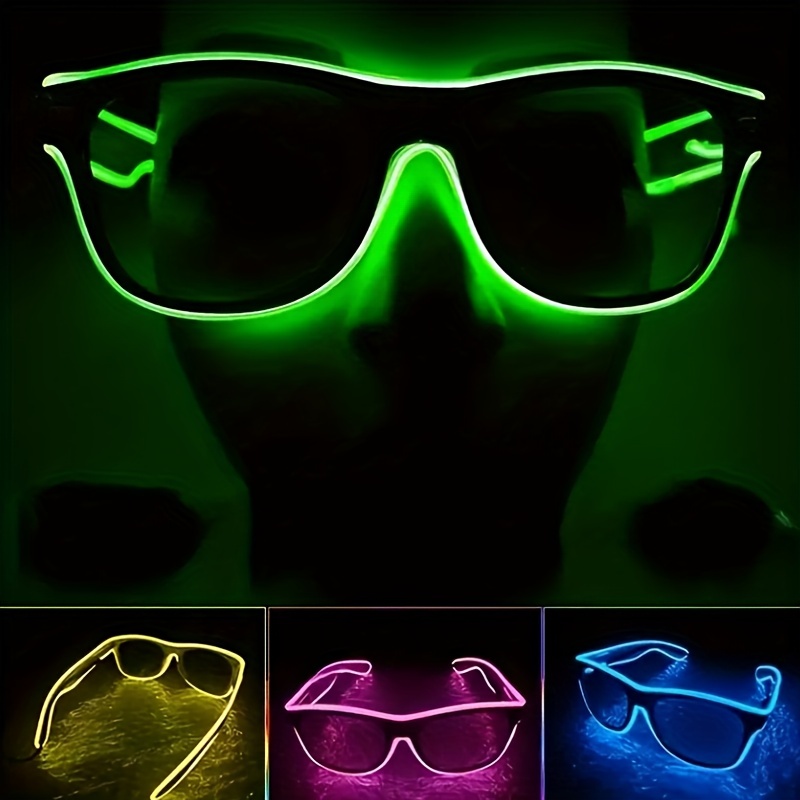 Glow Led Neon Sunglasses Women Men Light Up Led El Wire Rave - Temu