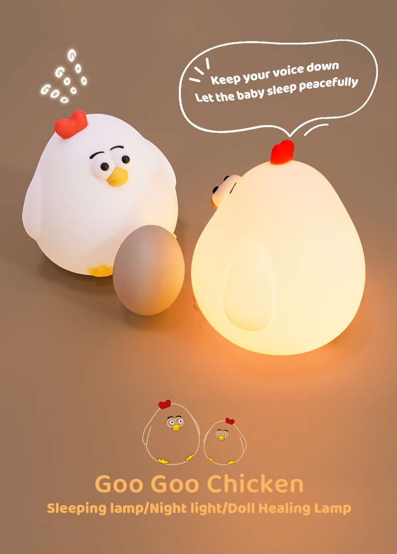Muid Sleepy Chicken Silicone Rechargeable LED Night Lamp Function