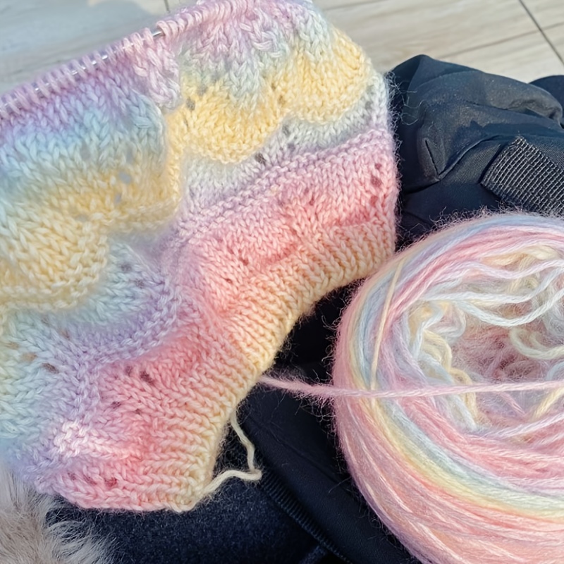 Healifty Gradient Cotton Yarn Soft Hand Knitting Yarn DIY Thread 1 Roll  133M for Knitting Crochet (Rainbow)
