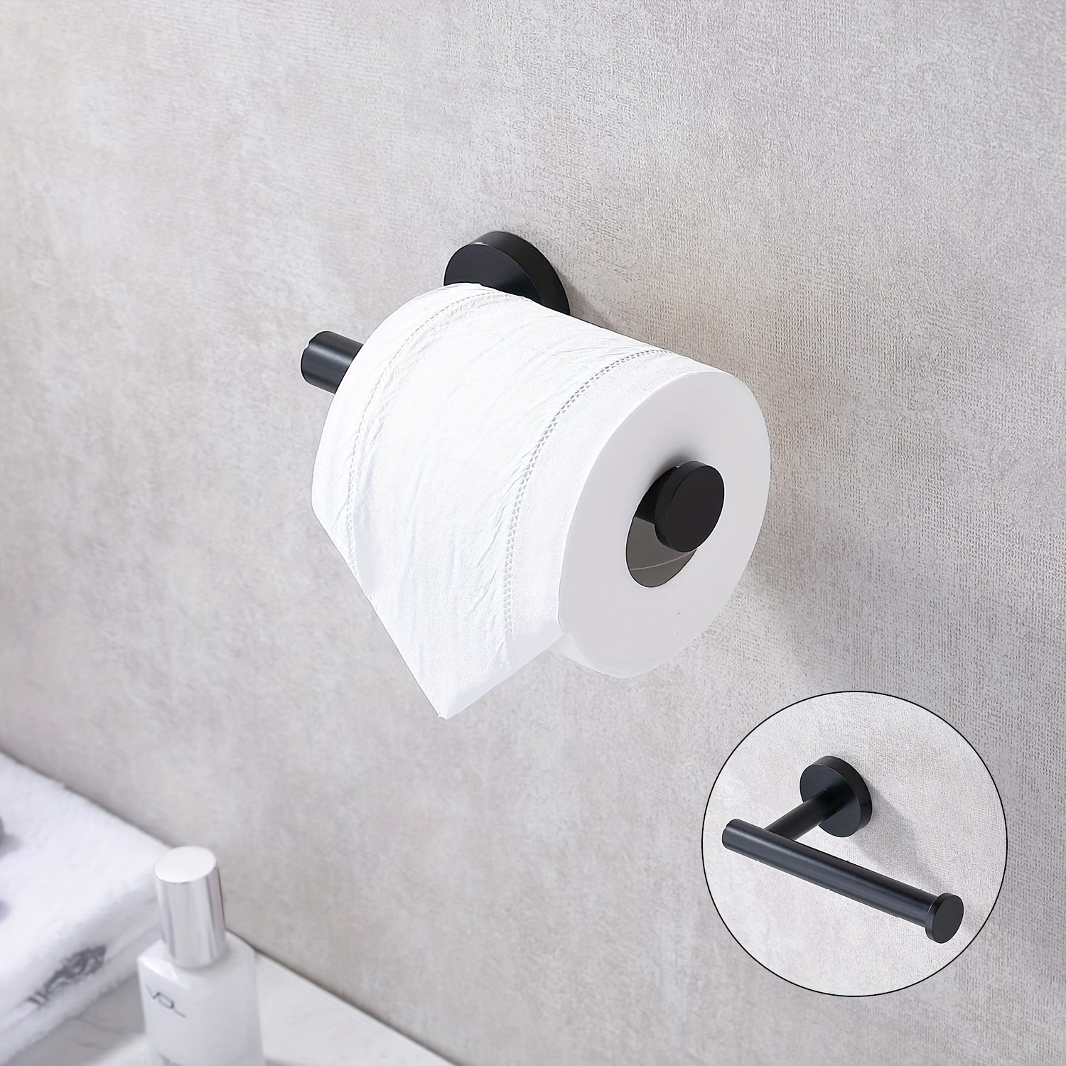 Surface-Mounted Toilet Roll Holder, Matte Black