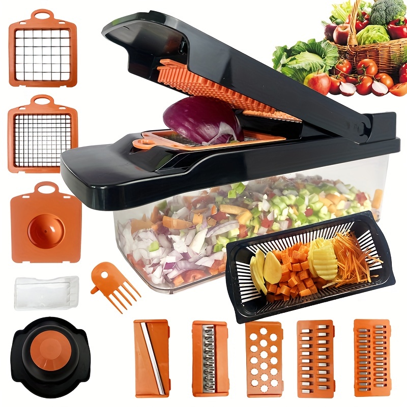 Vegetable Chopper, Multi-functional Vegetable Cutter, Handle Food Grater,  Fruit Slicer With Container, Onion Mincer, Chopper With Multiple  Interchangeable Blades, Household Potato Shredder, Kitchen Gadgets, Back To  School Supplies - Temu