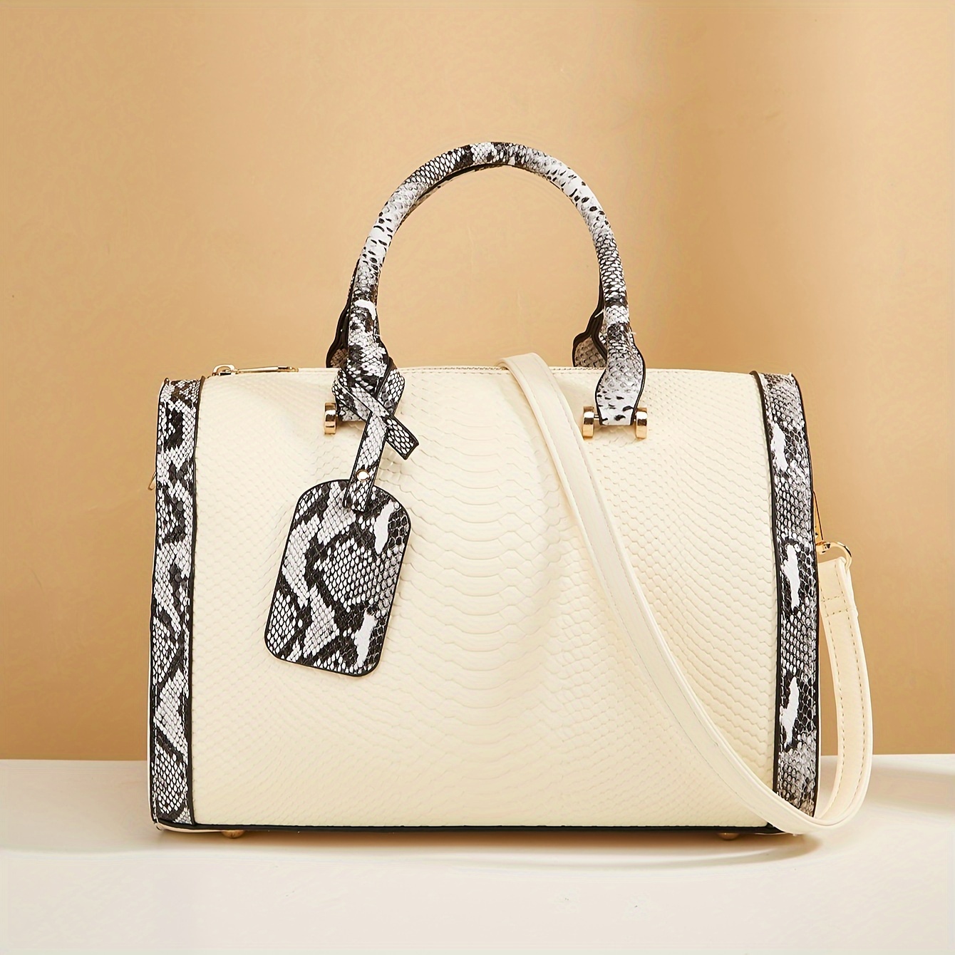 Stylish Crocodile Pattern Boston Bag, Snakeskin Pattern Handbag, Perfect  Double Handle Bag For Daily Use - Temu United Arab Emirates