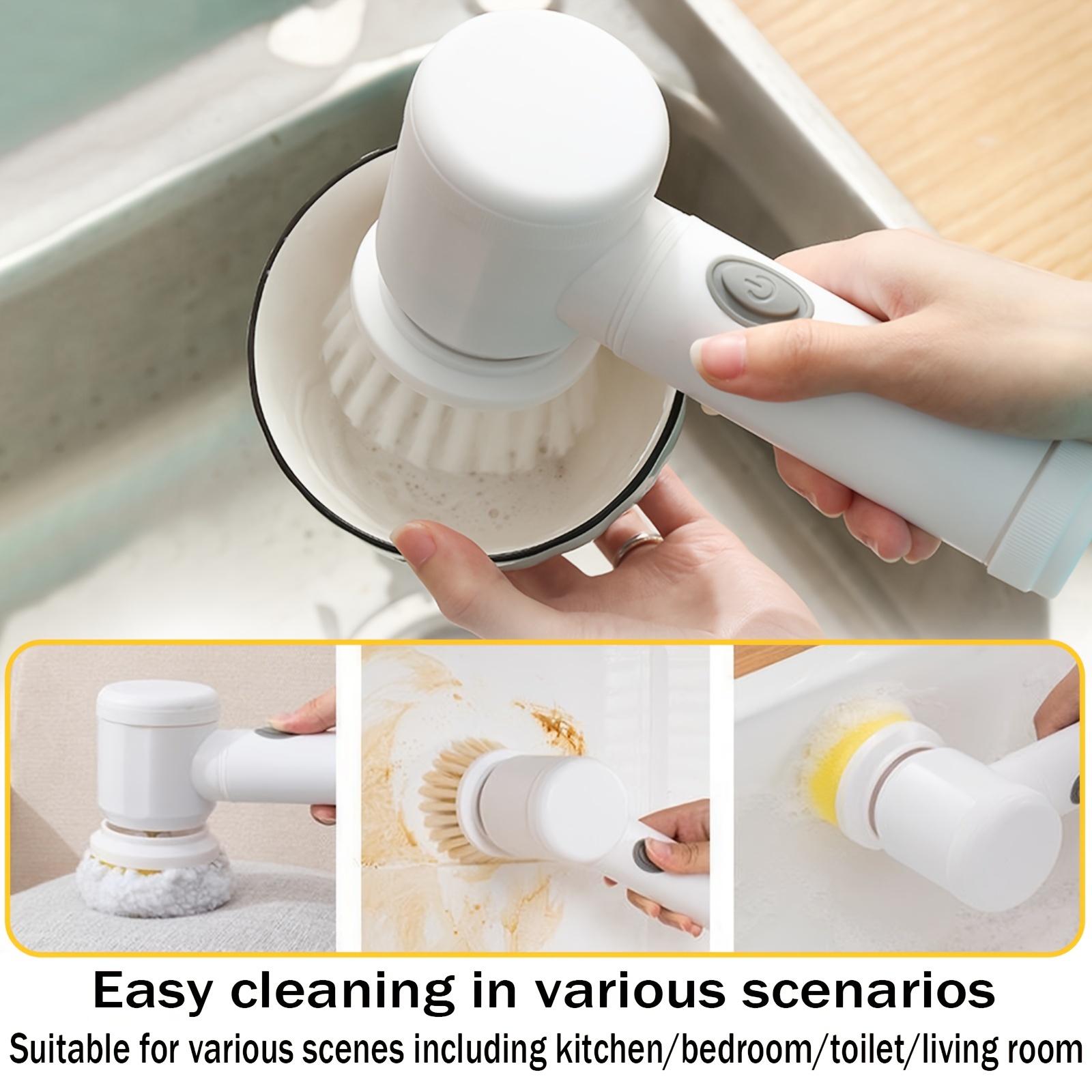 Electric Cleaning Brush 1 Handheld Kitchen Cleaner Cordless Spin Scrubber,  Bathroom Rechargeable Scrubbing Brush For Kitchen, Bathroom Tub, Shower  Tile, Carpet Bidet - Temu