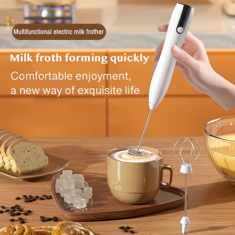 Electric Milk Frother, Usb Rechargeable Handheld Electric Milk Frother,  Mini Blender And Coffee Stirrer Milk Frother For Milk, Latte, Matcha,  Frappuccino - Temu