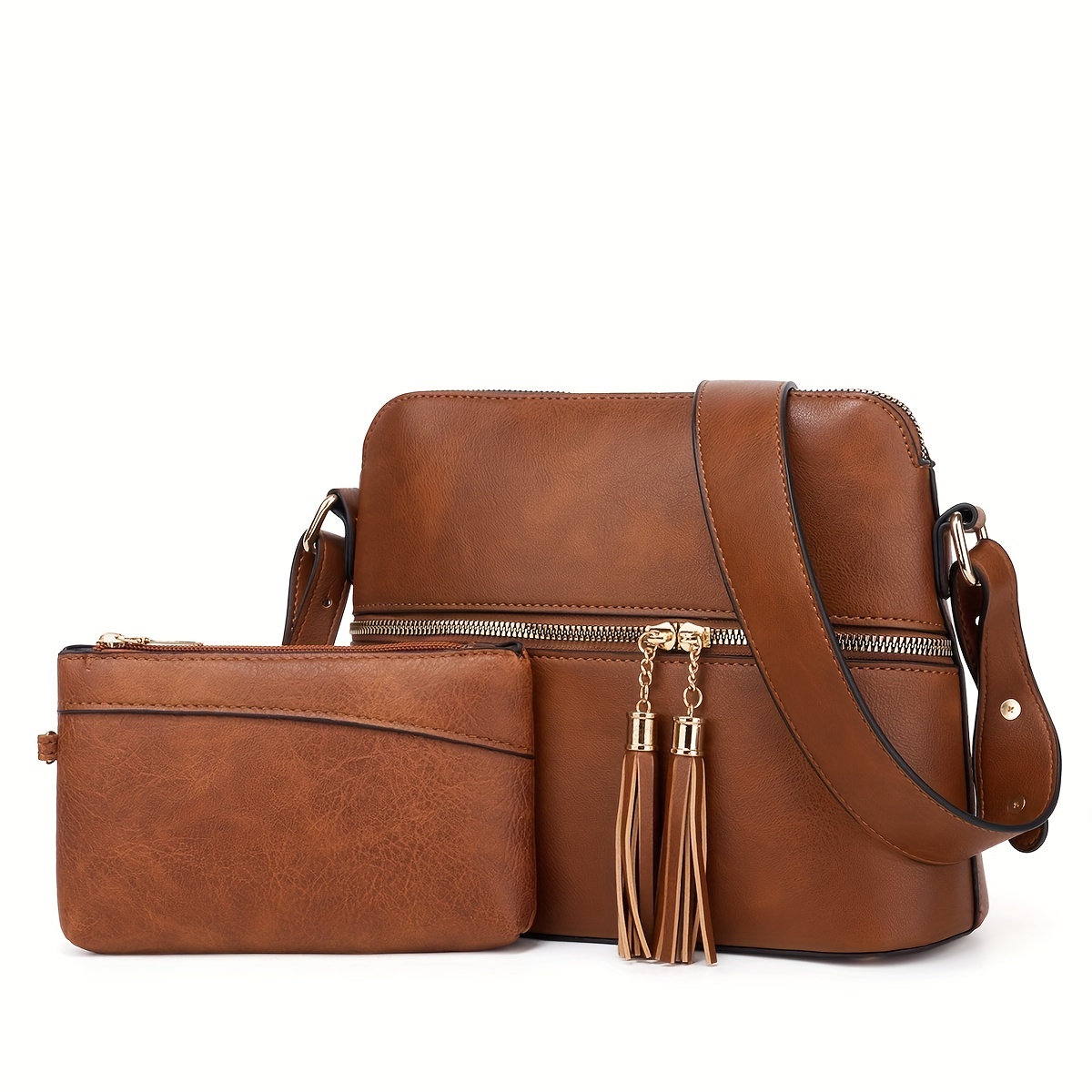 Vintage Wide Strap Square Crossbody Bag, Pu Leather Textured Bag Purse,  Classic Versatile Fashion Shoulder Bag - Temu