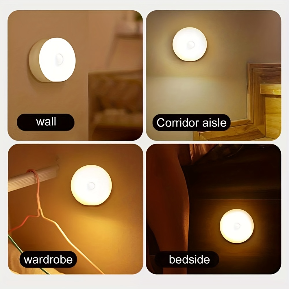 Motion Sensor Light Wireless 8led Round Night Light Bedroom - Temu