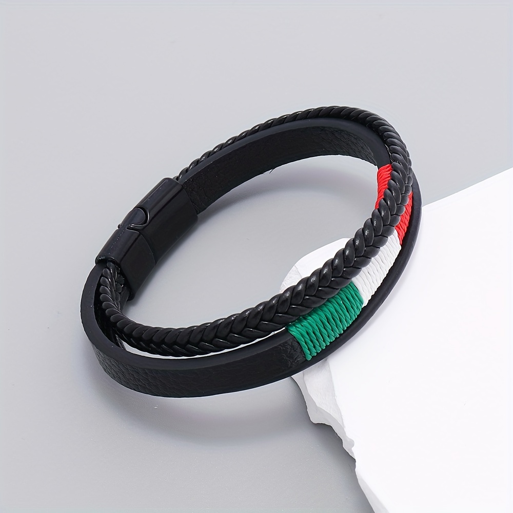 Gucci Black Woven Leather Bracelet for Men