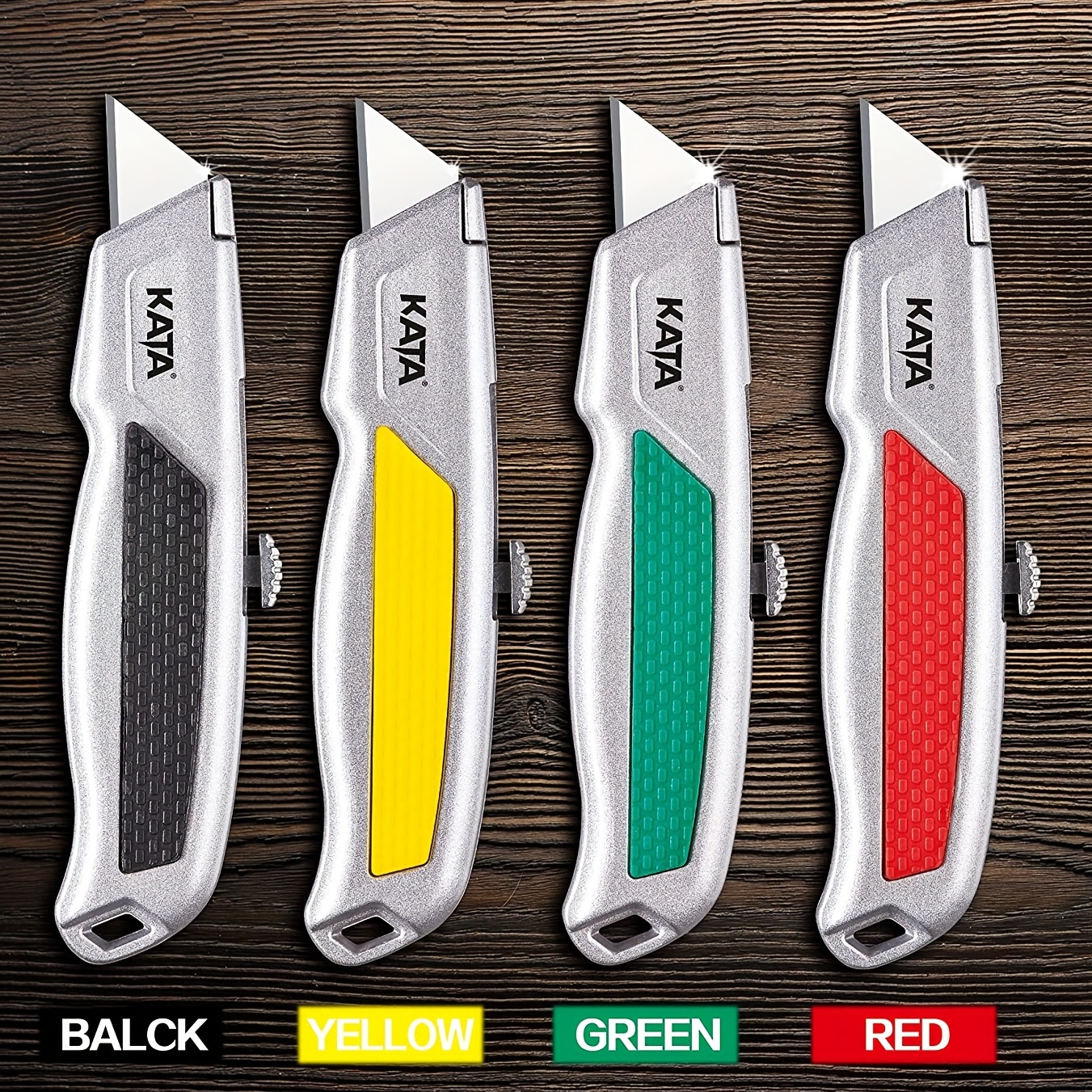 KATA 2-Pack Heavy Duty Utility Knife,Retractable and Folding Box Cutter  Knife for Cartons, Cardboard and Boxes, Extra 10pcs SK5 Blades Included 