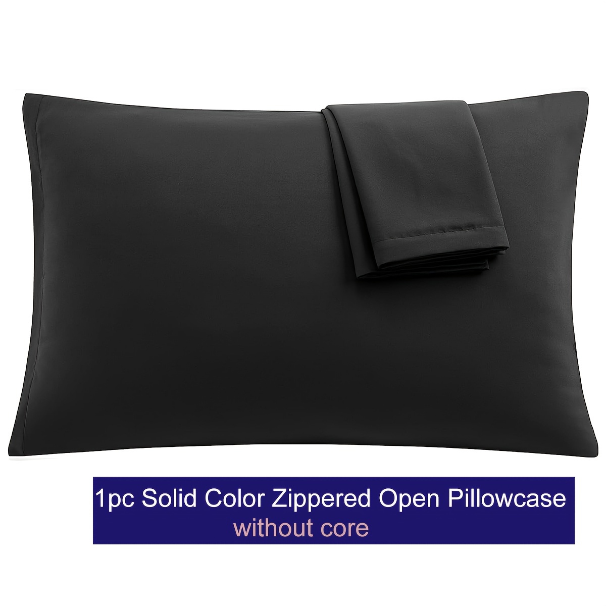 soft breathable microfiber pillowcase with zipper closure solid color multiple sizes   details 5