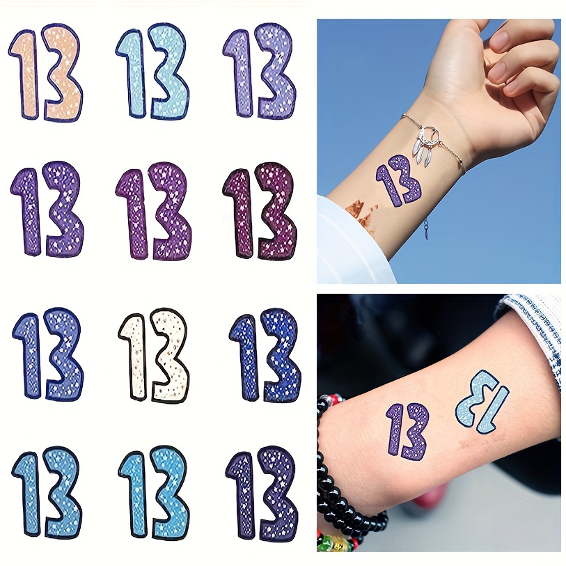 12pcs, Number 13 Temporary Glitter Tattoos, Glittery And Fun, Perfect For  Eras Tour/Movie, Great Size For Hand Or Face